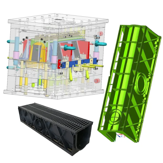 Form für unterirdische Wasserentwässerungsrinnen aus Kunststoff, Spritzgussform für lineare Entwässerungsrinnen aus HDPE